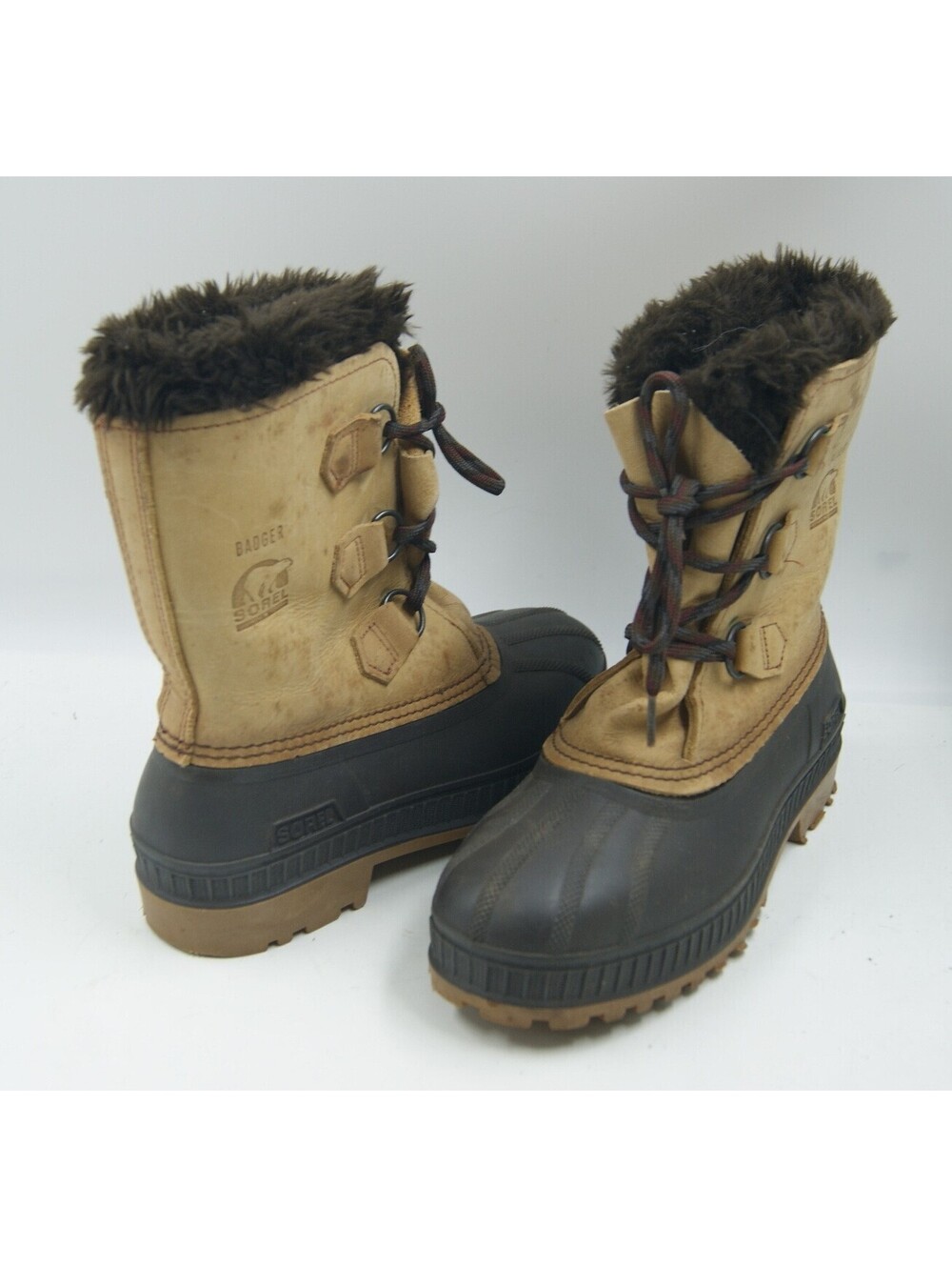 Sorel Badger Women's Boots Size 5 Brown Leather Mid-Calf Winter Snow Boots